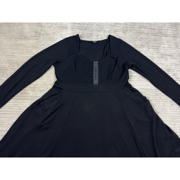 Torrid Dress Womens 00 Black Long Sleeve Mini Waffle Knit Polyester Blend Pocket - Picture 2 of 14